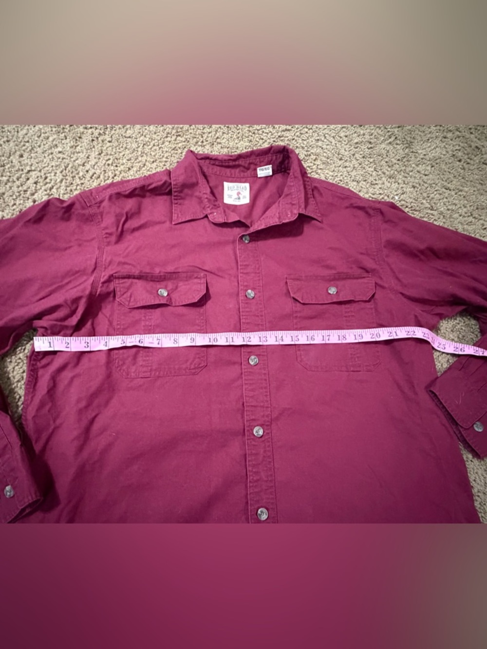 RedHead Men's Burgundy Long-Sleeve Button-Down Shirt XL - Picture 9 of 12